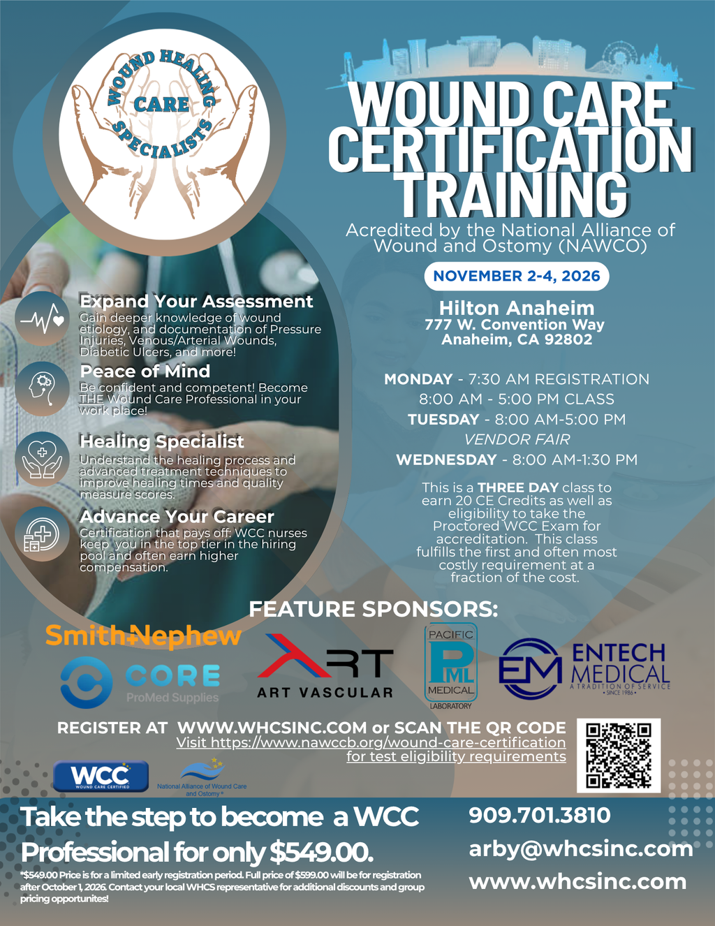 (CLASS ONLY) (Anaheim, CA) November 2-4, 2026 - Wound Care Certification Class: Presented by Wound Healing Care Specialists
